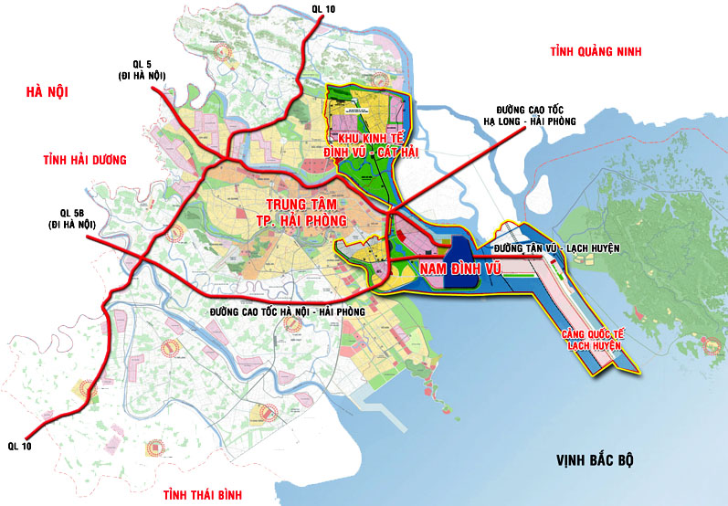 Vị trí Dự án trong Khu kinh tế Đình Vũ – Cát Hải, thành phố Hải Phòng.